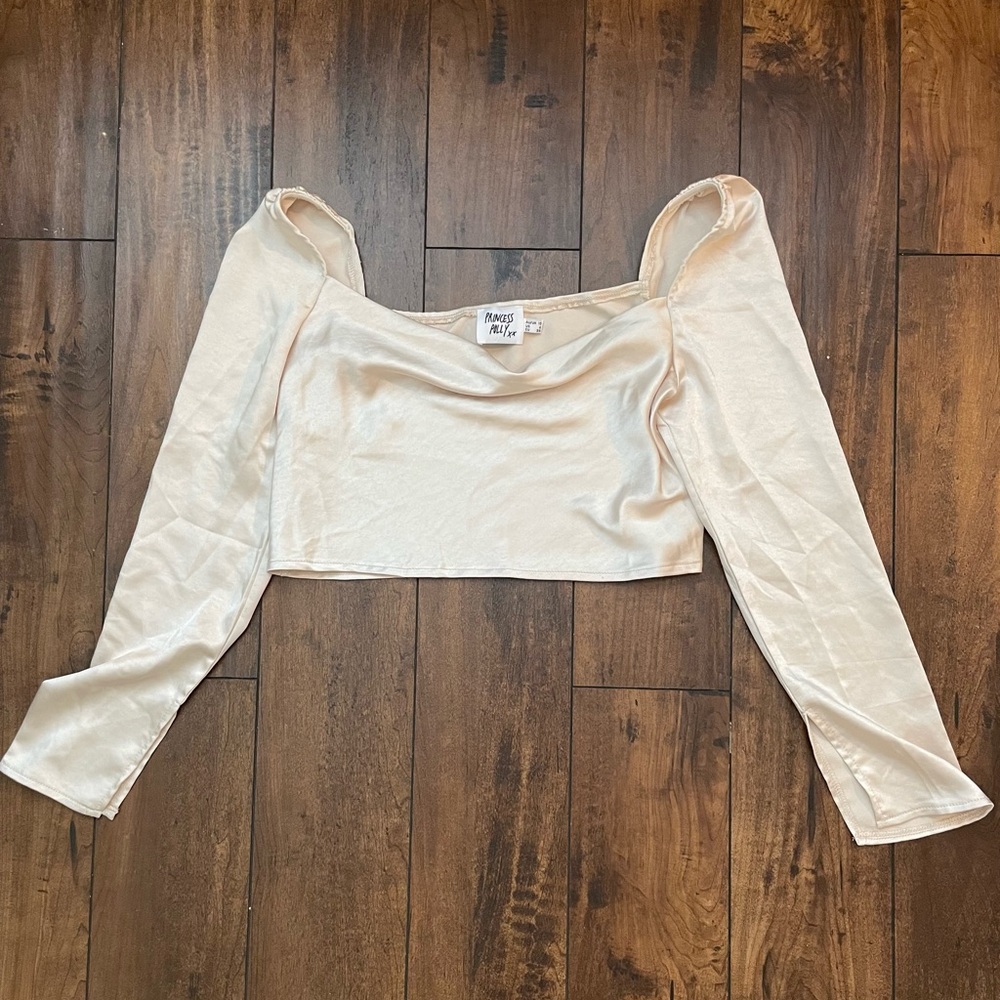 Princess Polly Love Song Satin Crop Top, size 6